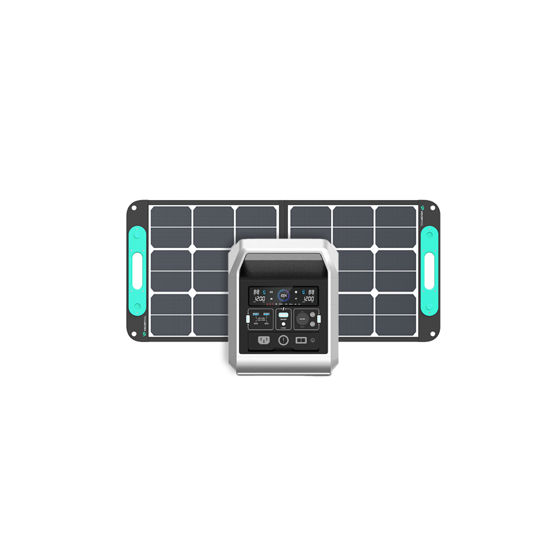 VIGORPOOL Captain 1200 + 2*100W Solar Panel Black + 100W Solar Parallel Connection Cable